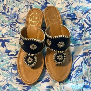 Jack Rogers Navy Cork Wedge - Size 9